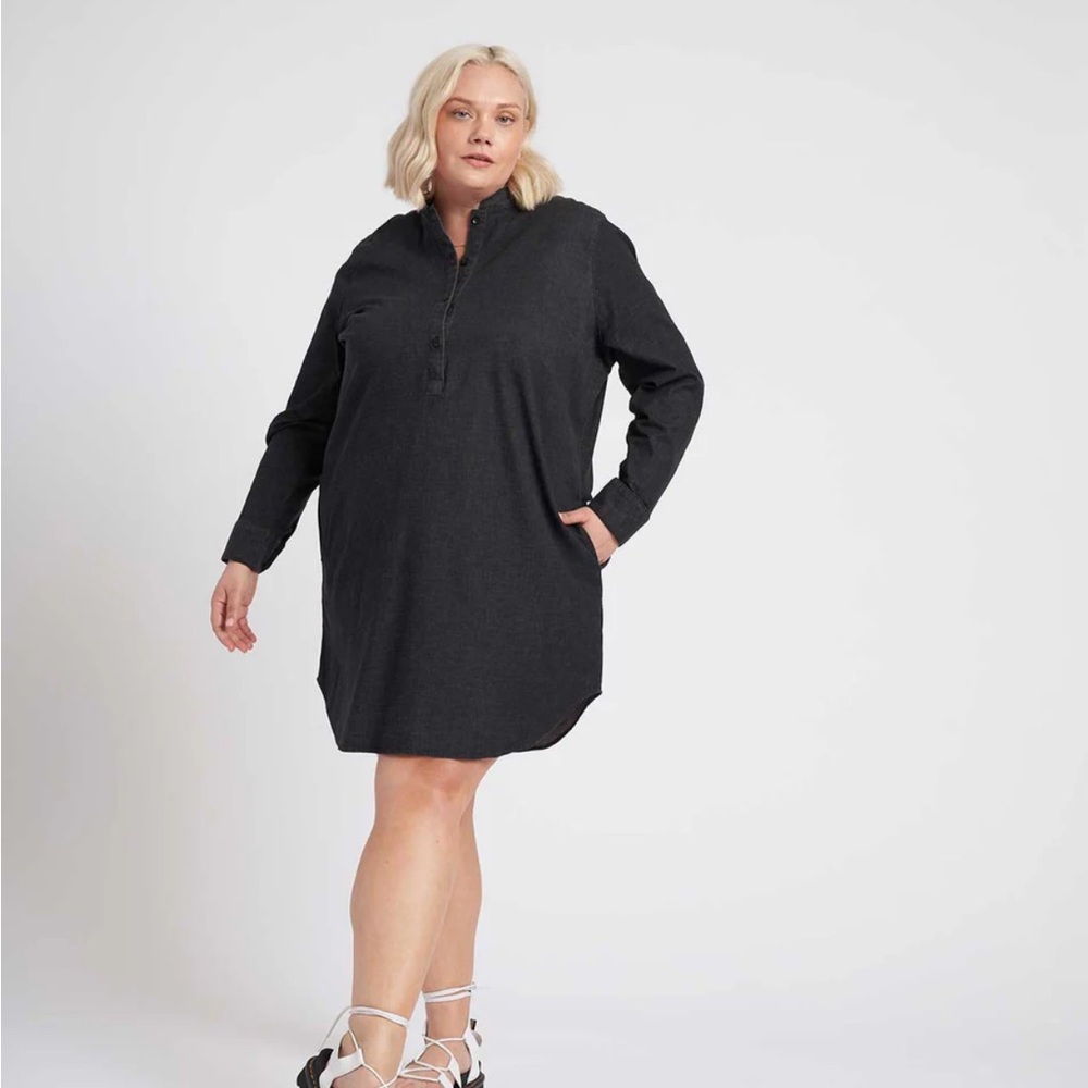 Universal Standard hannah stretch cotton chambray shirtdress M 18/20